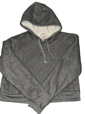 GRAY SHERPA LINED CROP SWEAT SHIRT